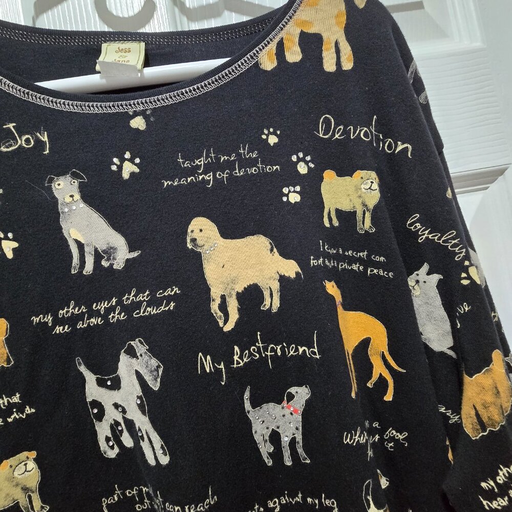 Share Jess & Jane Top Blouse Womens Large Dogs Best Friend Made in USA - Picture 4 of 5